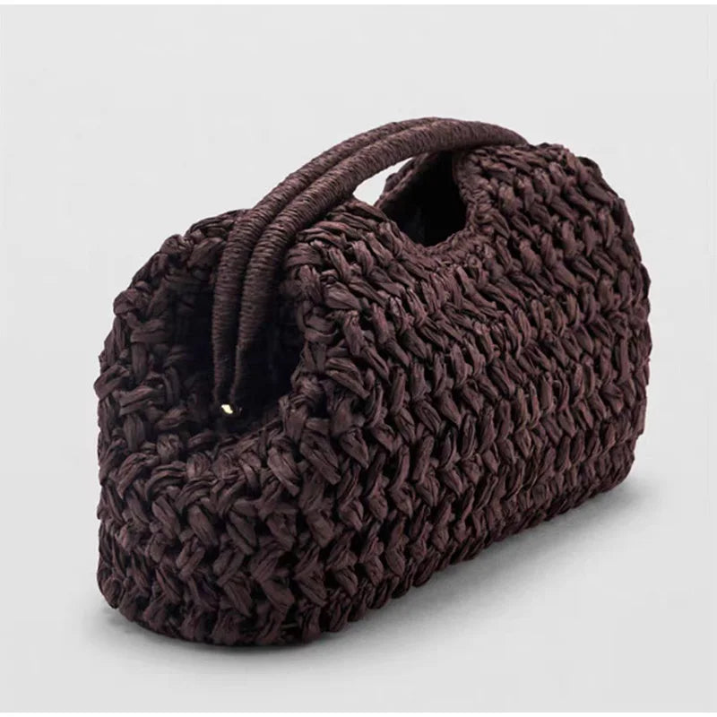 Natural Fiber Snap Clutch Bag, Spanish Seaside Women's 2025