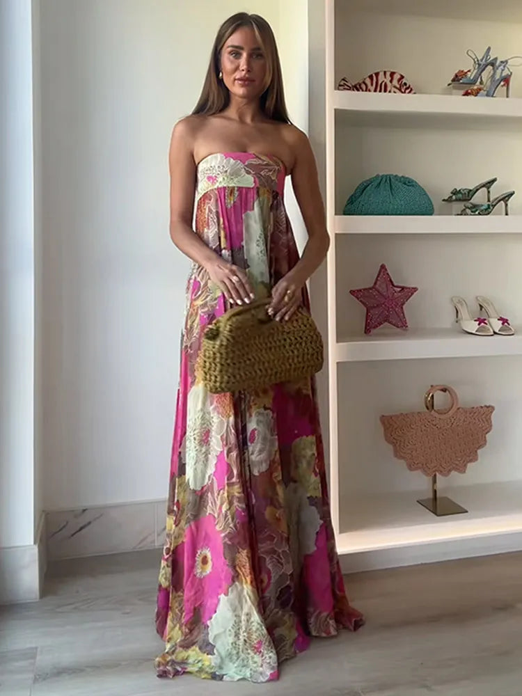 Dresses Women New Sleeveless Off Shoulder Maxi Robes 2025