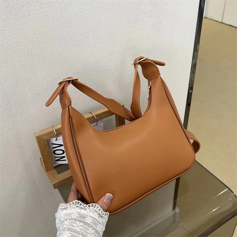 tret, Vintage Half-moon Shoulder Bag For Women Soft Leather ,