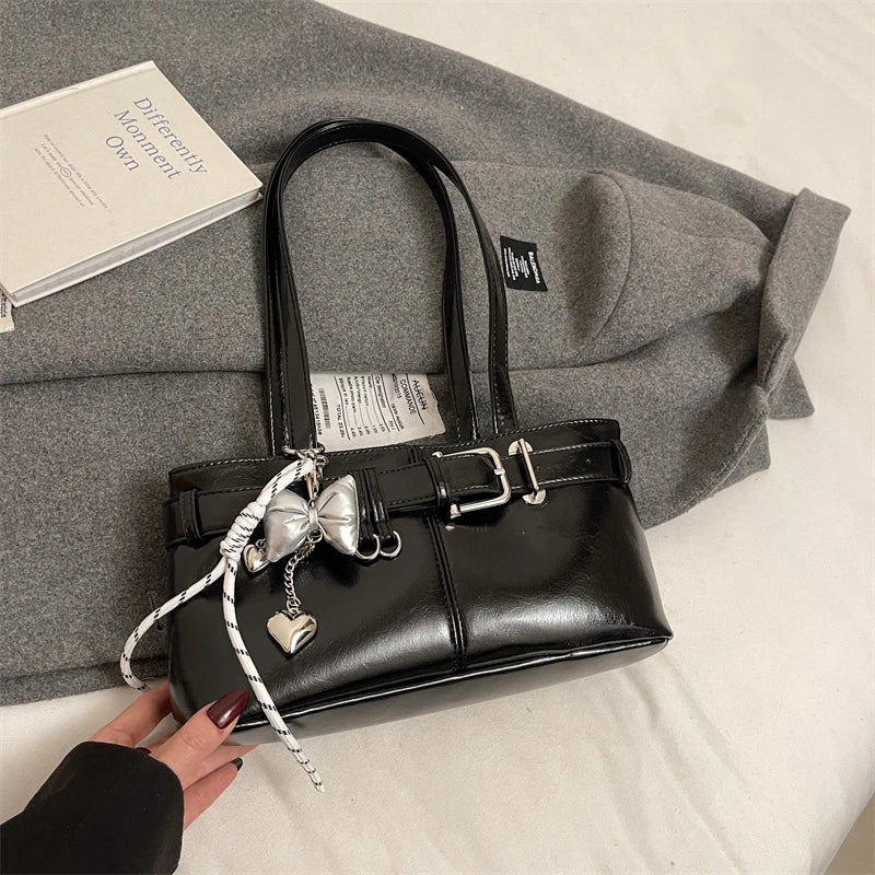 MOODS Belt Buckle Design Shoulder Satchels Bag For Women 2025 ,