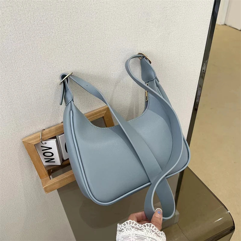 tret, Vintage Half-moon Shoulder Bag For Women Soft Leather ,