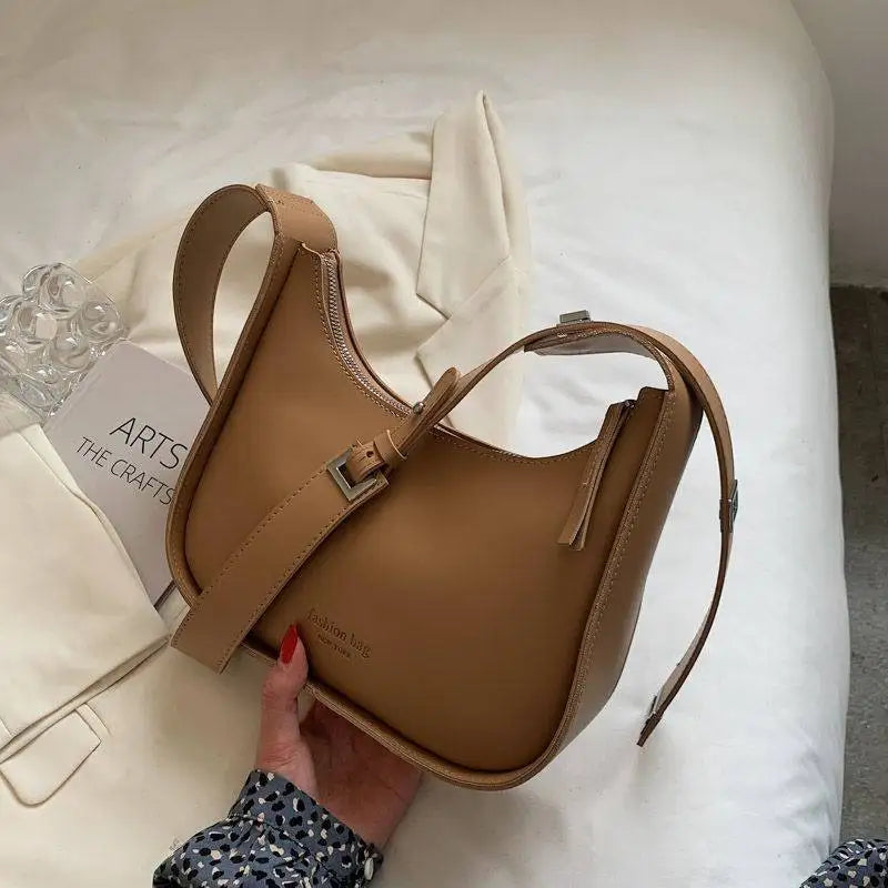 tret, Vintage Half-moon Shoulder Bag For Women Soft Leather ,