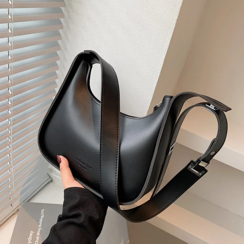 tret, Vintage Half-moon Shoulder Bag For Women Soft Leather ,
