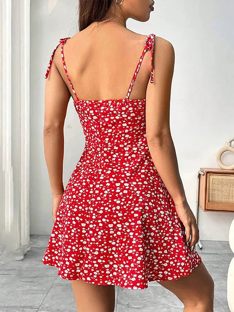 Women's Summer Floral Spaghetti Strap Beach Short Dress,Womens 2025