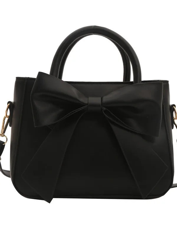 Fashionable retro single shoulder small square bag with bow design, hand-held crossbody bag, handbag