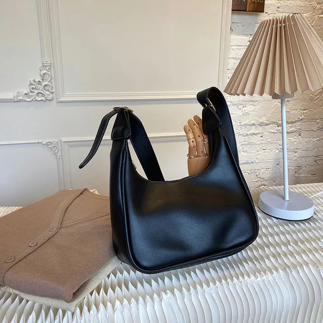 tret, Vintage Half-moon Shoulder Bag For Women Soft Leather ,