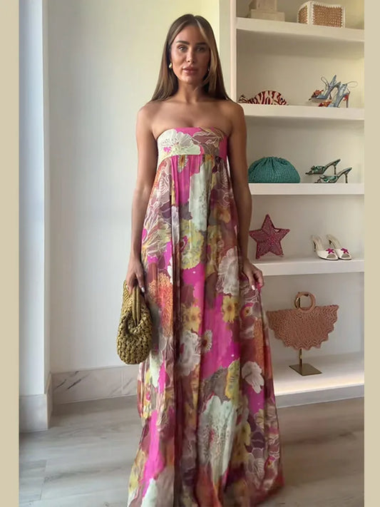 Dresses Women New Sleeveless Off Shoulder Maxi Robes 2025