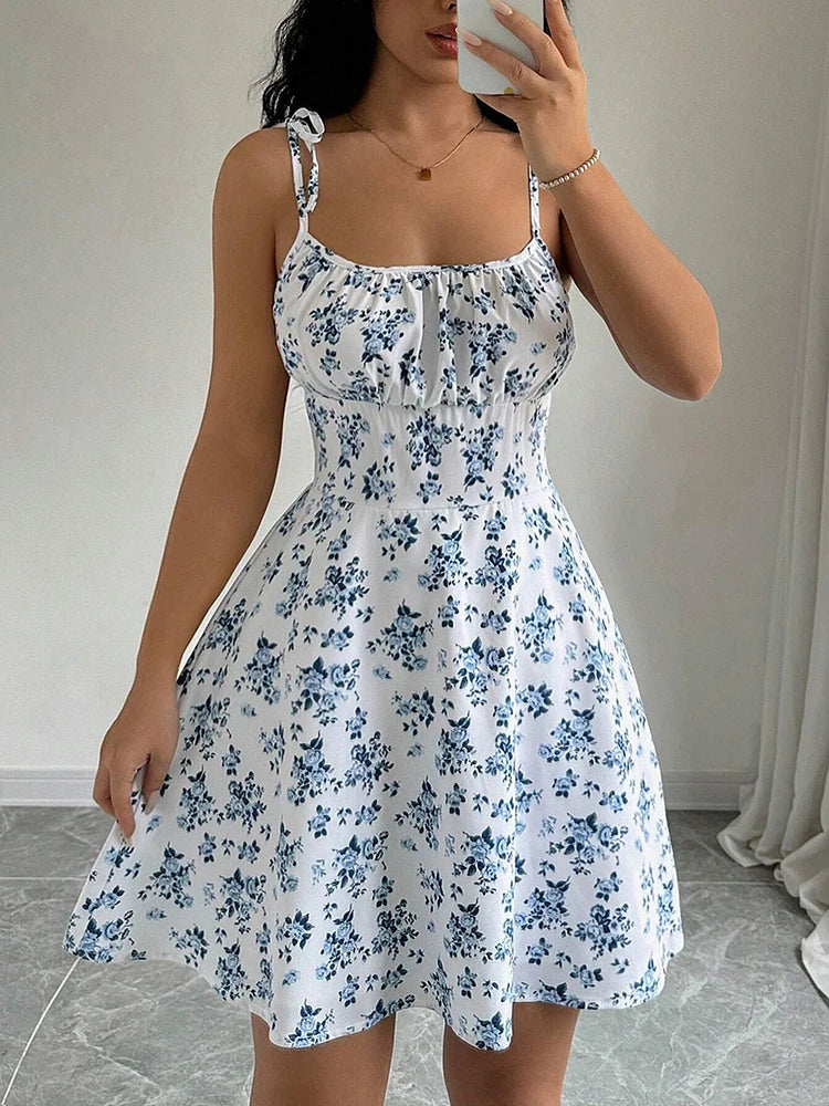 Women's Summer Floral Spaghetti Strap Beach Short Dress,Womens 2025