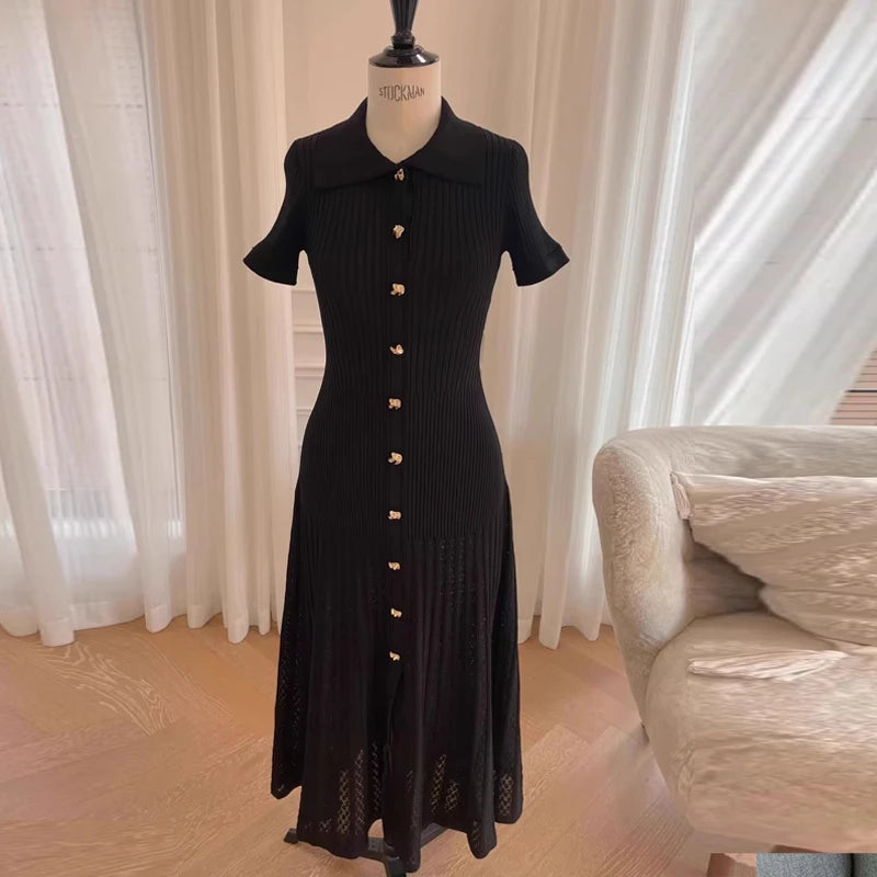 Summer Maxi Dress Women Knit Black Green Long Bodycon Korean,