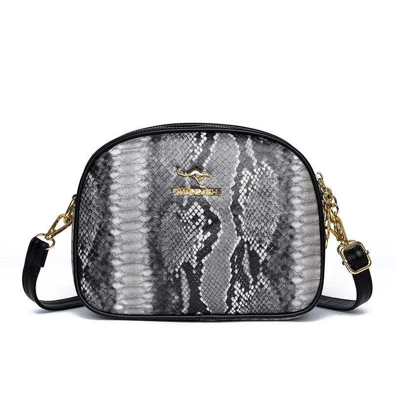 3 Layers Zipper Pockets Quality Crocodile PU Leather Women's .
