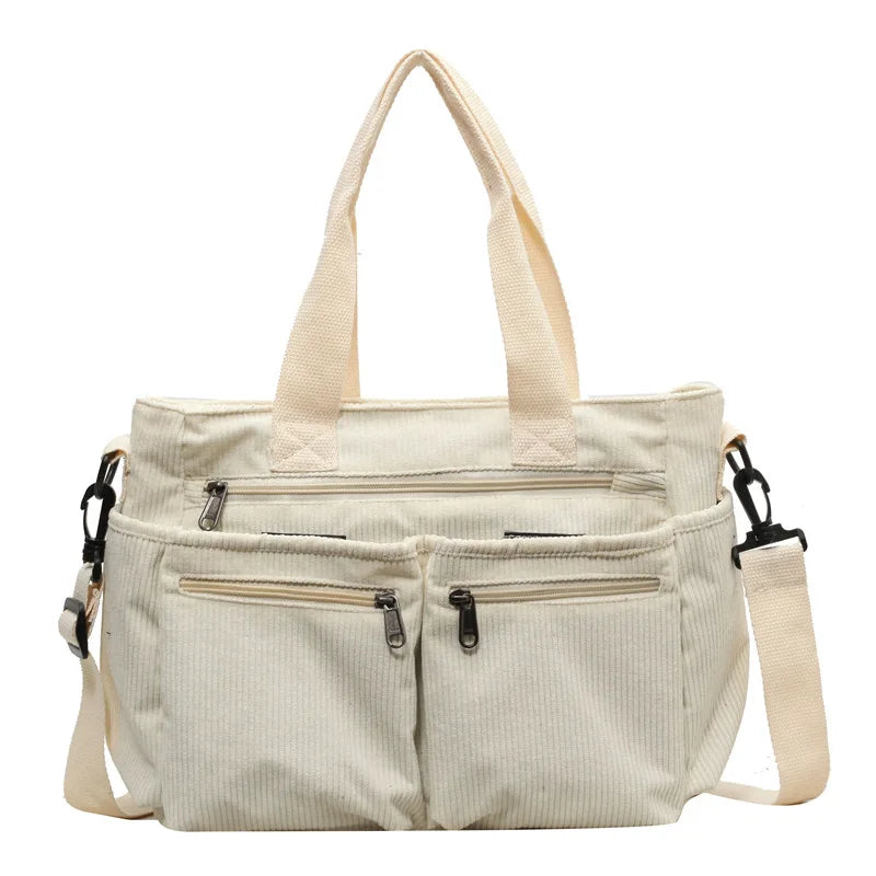 Female Large Capacity Corduroy Tote Bag New Korean Style