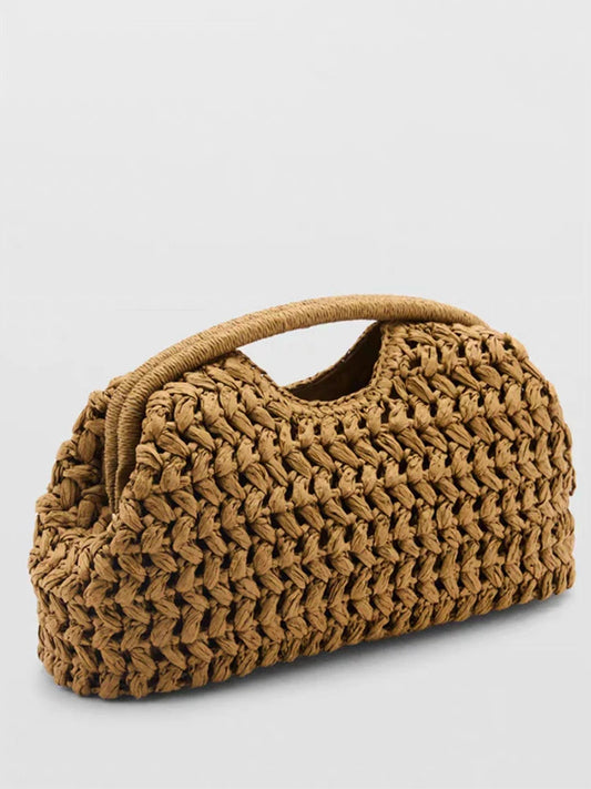 Natural Fiber Snap Clutch Bag, Spanish Seaside Women's 2025