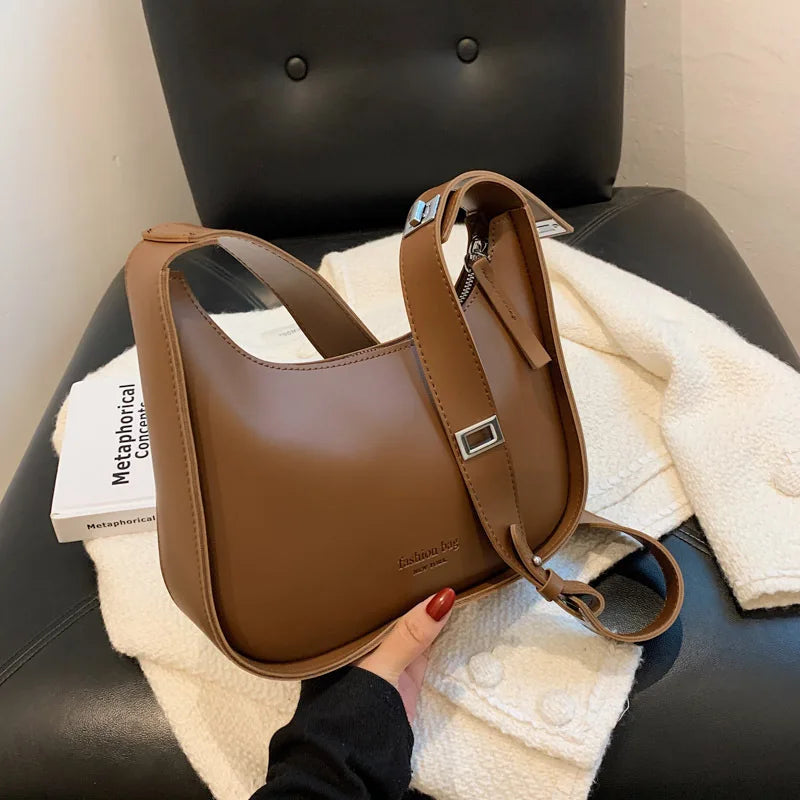 tret, Vintage Half-moon Shoulder Bag For Women Soft Leather ,