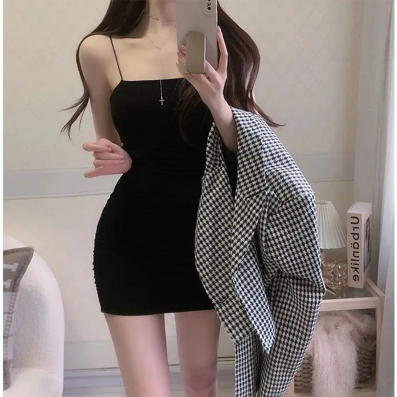 WhiteBlack Sling Sleeveless Type a Short Women's Summer New Sexy