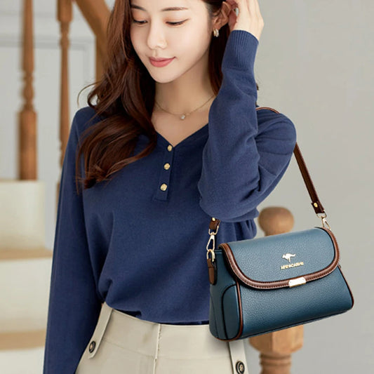 Solid Color High Quality Leather Small Shoulder Bagsfor Women 2024 New Messenger Bags with StrapDesigner Crossbody Bag Sac AMain