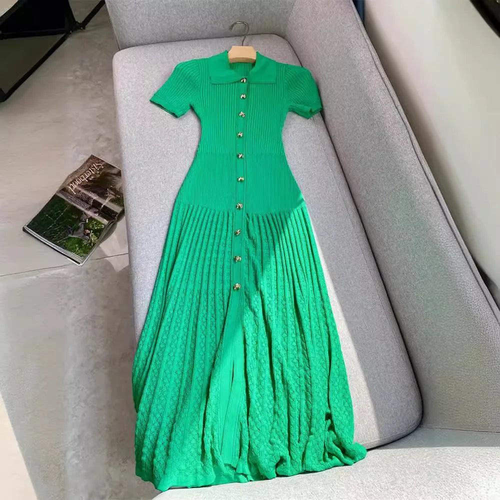 Summer Maxi Dress Women Knit Black Green Long Bodycon Korean,